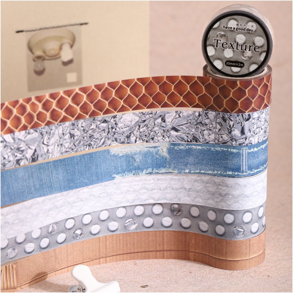 Textured Washi Tape 6 Designs 2cm x 2m image 0