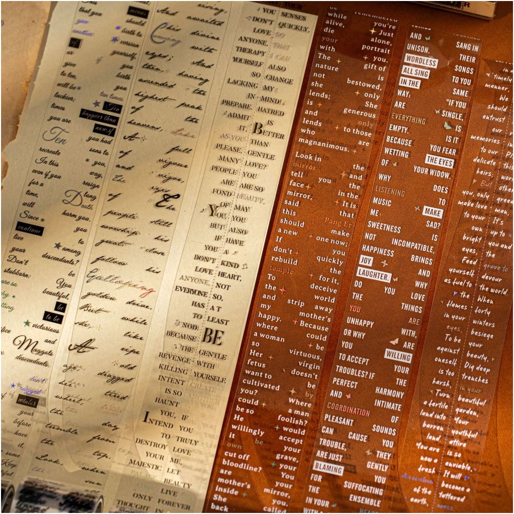 Love and Poetry Series Silver Foil PET Tape 6 Designs 4cm x 2m image 2