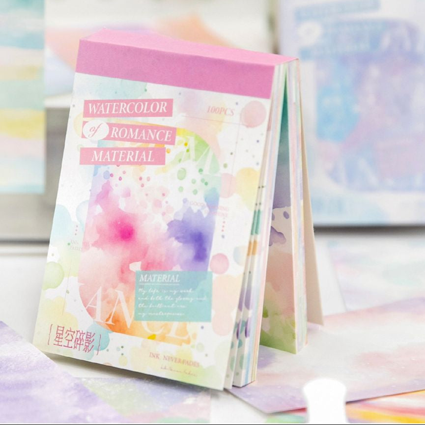 Romantic Watercolor Series Material Paper 100 Sheets 5 Designs image 0