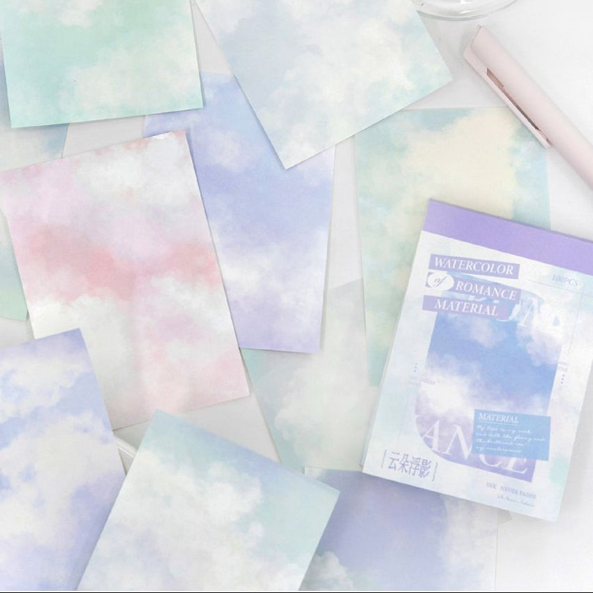 Romantic Watercolor Series Material Paper 100 Sheets 5 Designs image 1