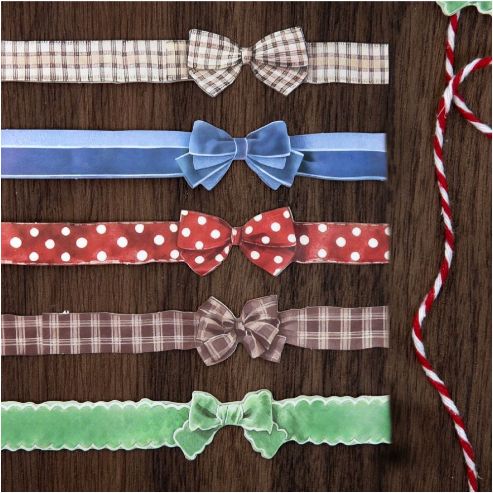 Gift diary series bow and ribbon Paper Tape 5 styles 1 7cm x 2m image 0