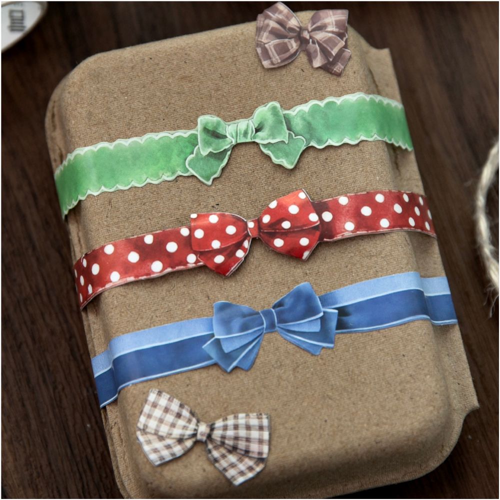 Gift diary series bow and ribbon Paper Tape 5 styles 1 7cm x 2m image 1