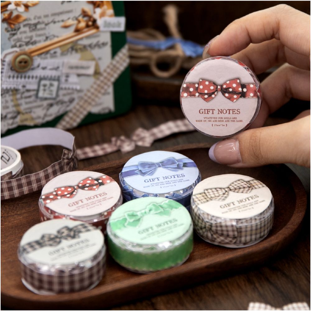 Gift diary series bow and ribbon Paper Tape 5 styles 1 7cm x 2m image 2