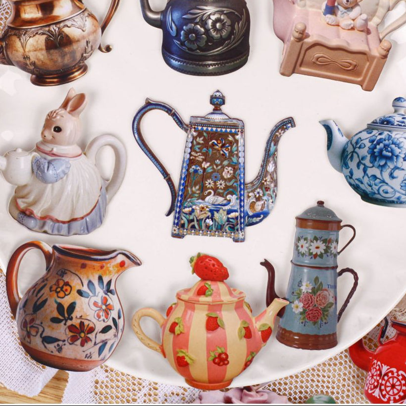 Teapot Series Paper Stickers 8 Sheets 6 Designs image 0