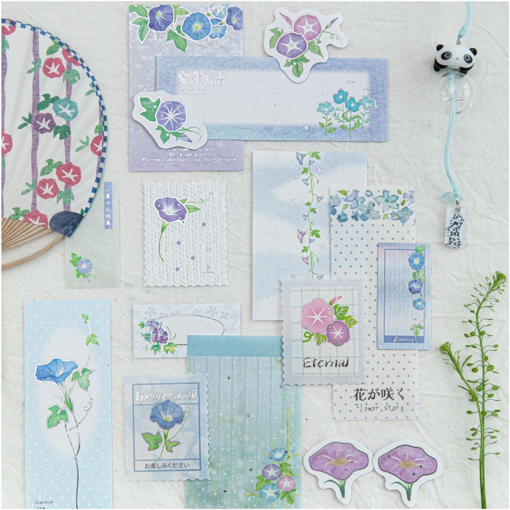 Floral Letter Series Silver Foil Paper 10 Sheets 4 Designs image 0