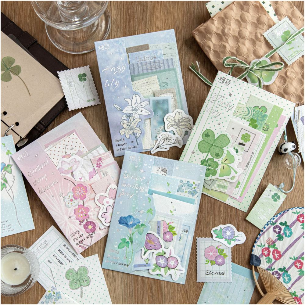 Floral Letter Series Silver Foil Paper 10 Sheets 4 Designs image 3