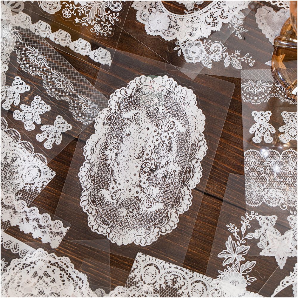 Lace Whispers Series PET Stickers 30 Sheets 4 Designs image 1