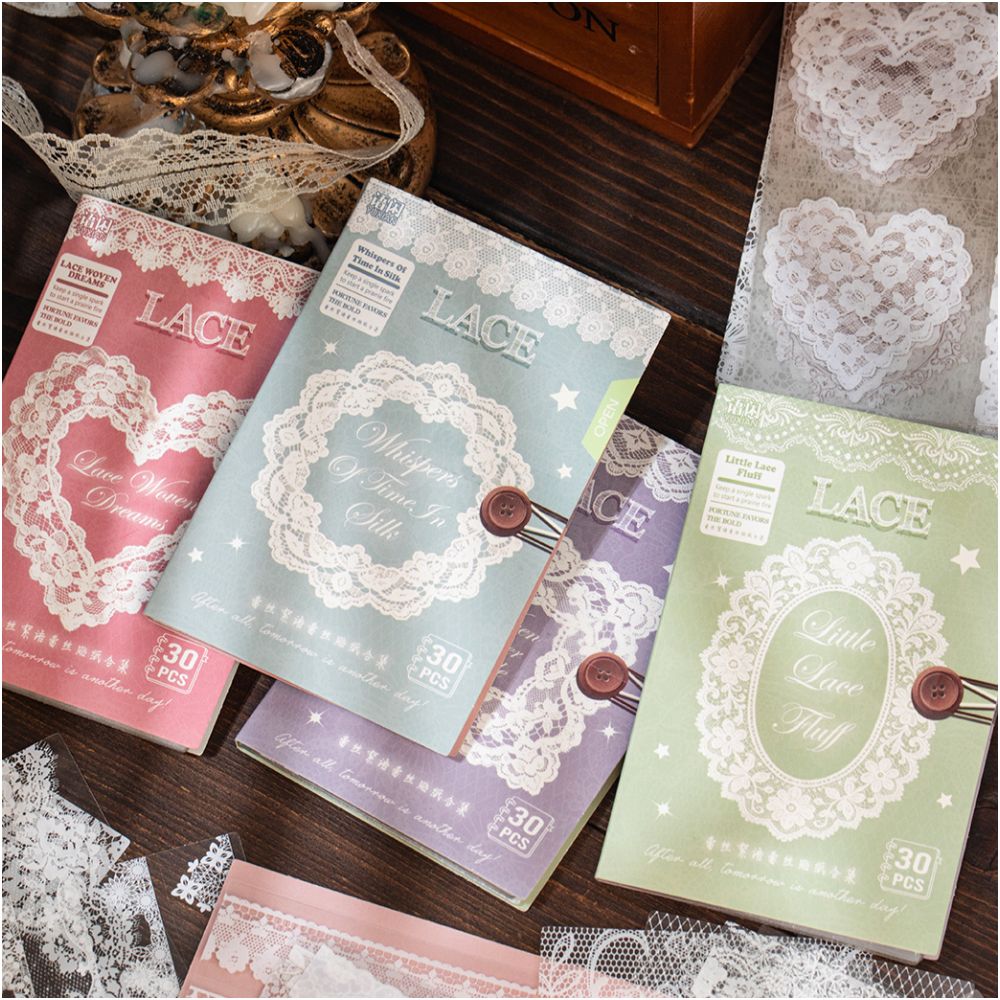 Lace Whispers Series PET Stickers 30 Sheets 4 Designs image 2