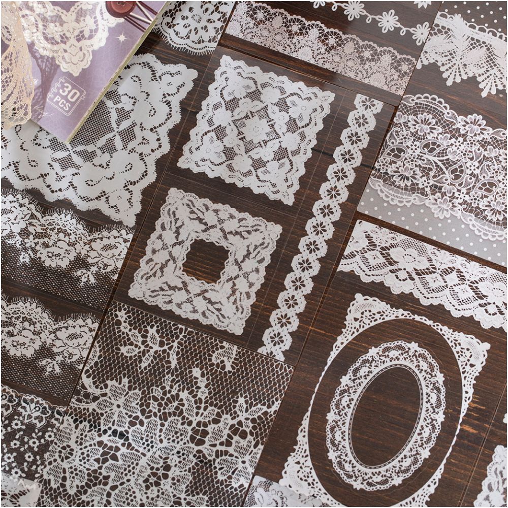 Lace Whispers Series PET Stickers 30 Sheets 4 Designs image 3