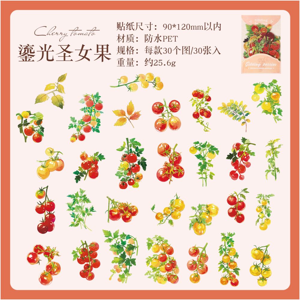 Summer Rainforest Series Plant PET Stickers 30 Sheets 6 Designs