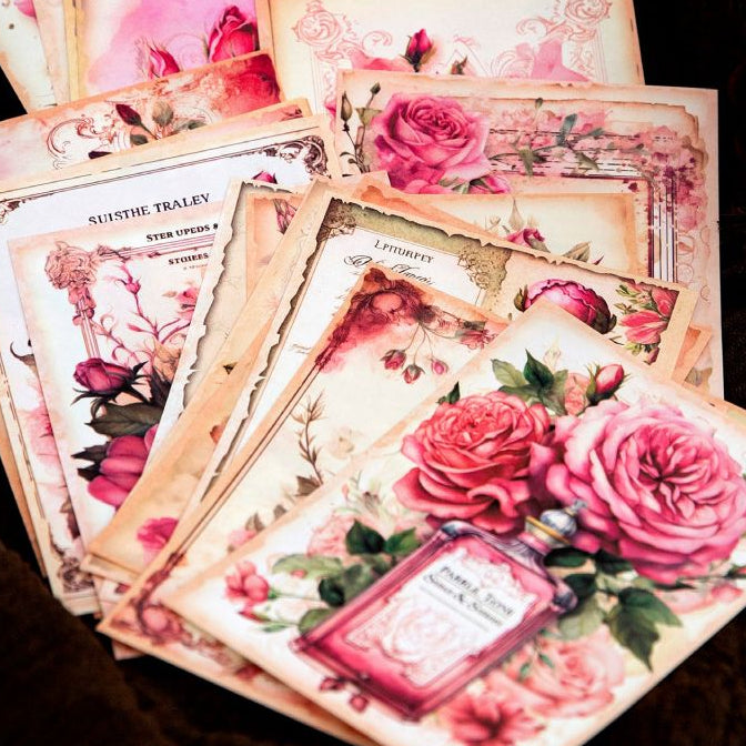 Vintage Journaling Paper and Stickers Set 4 Designs image 2
