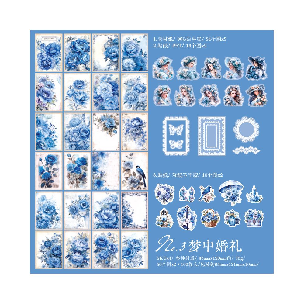 Vintage Journaling Paper and Stickers Set 4 Designs