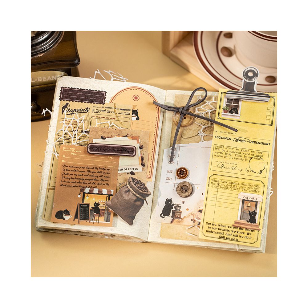 Vintage Coffee Series Material Paper 50 Sheets 6 Styles image 3