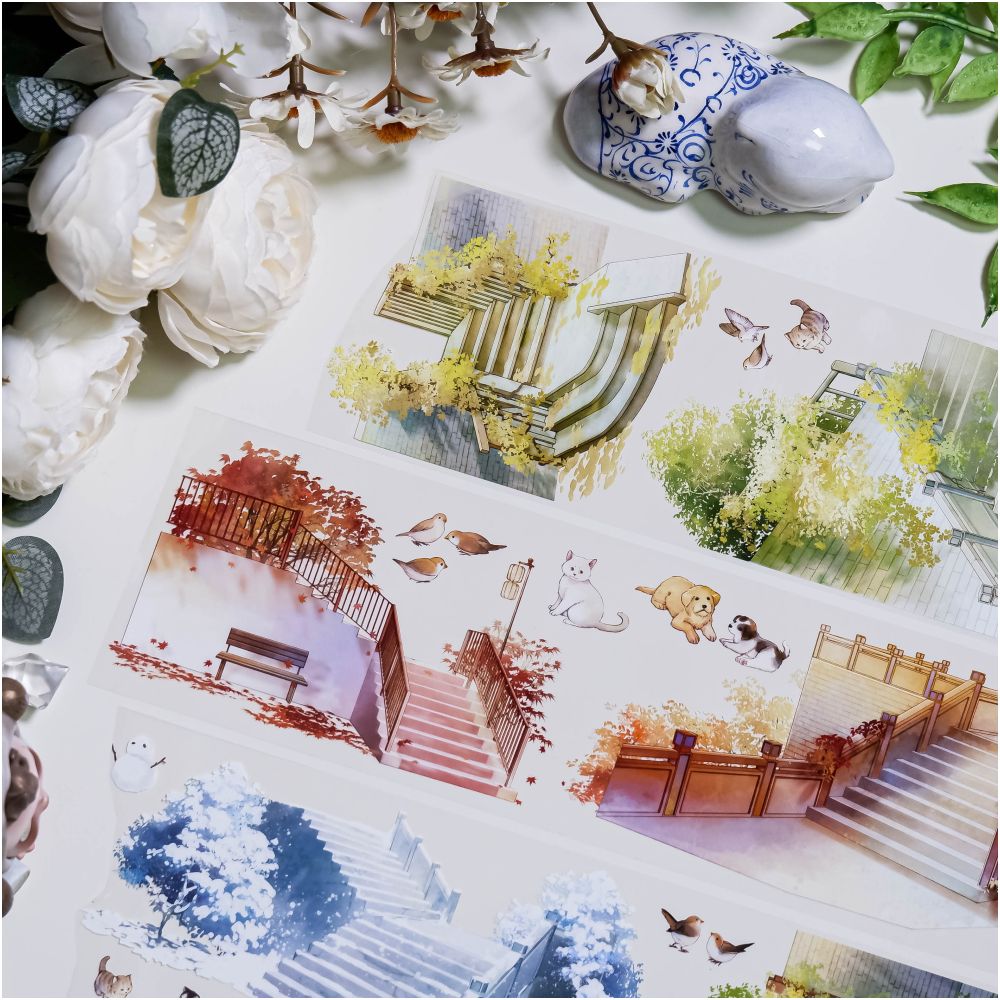 Courtyard staircase landscaping PET tape 7cm x 1m image 0