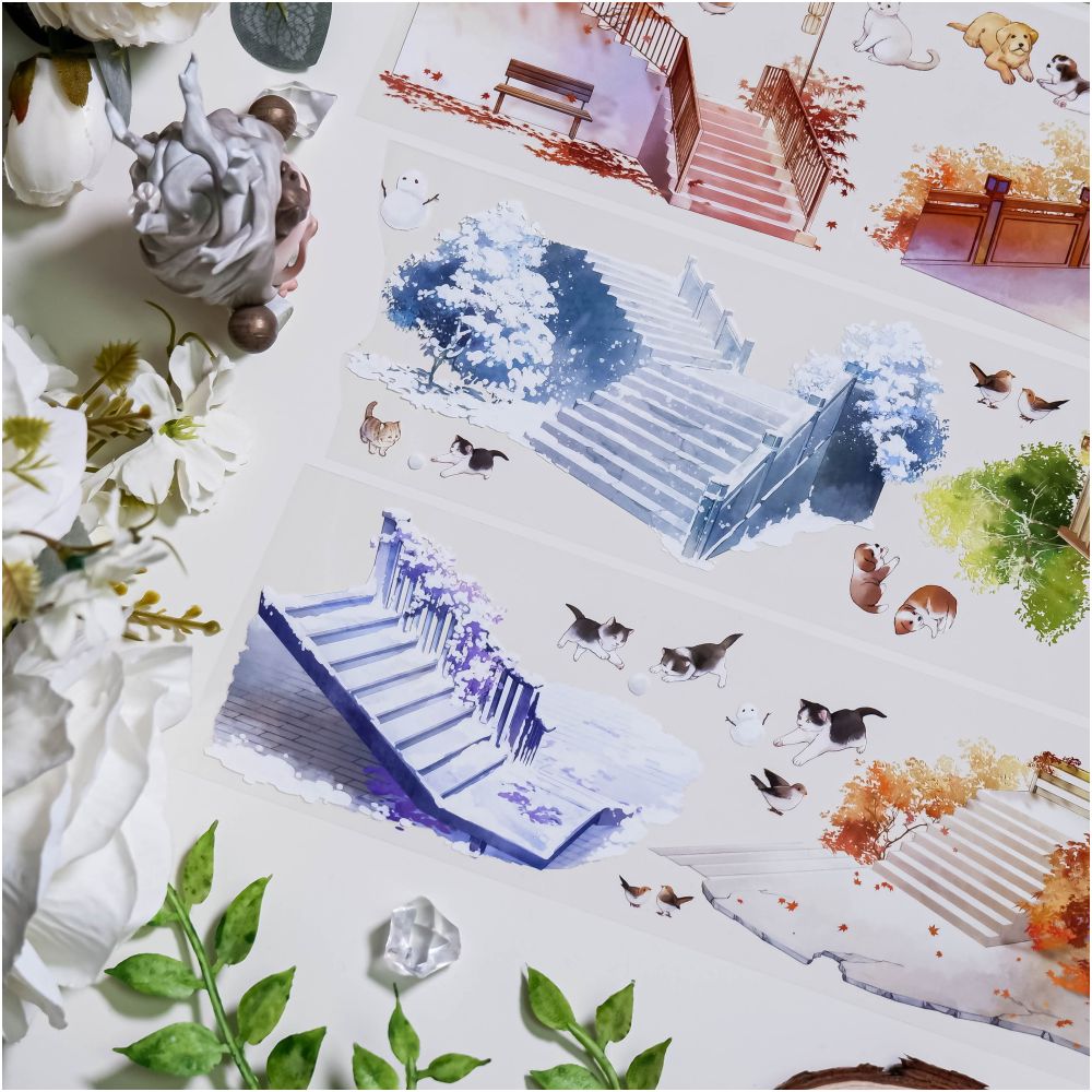 Courtyard staircase landscaping PET tape 7cm x 1m image 2