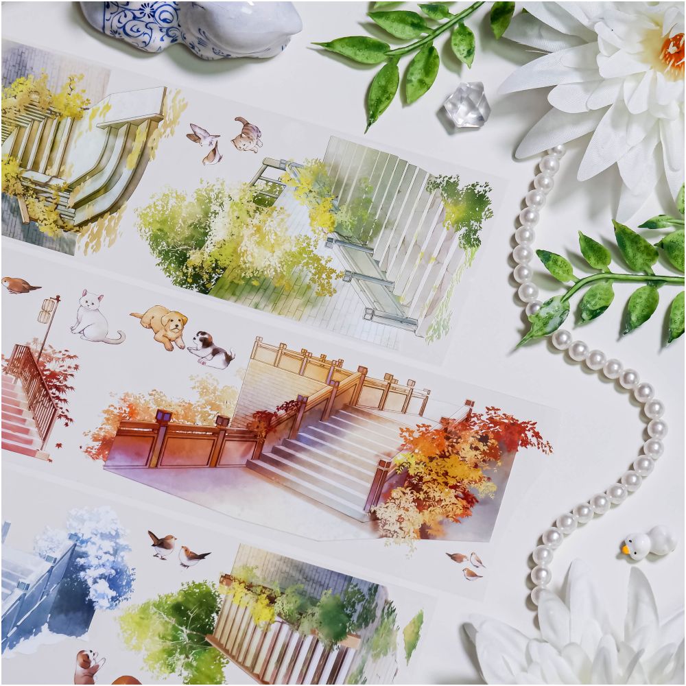 Courtyard staircase landscaping PET tape 7cm x 1m image 3