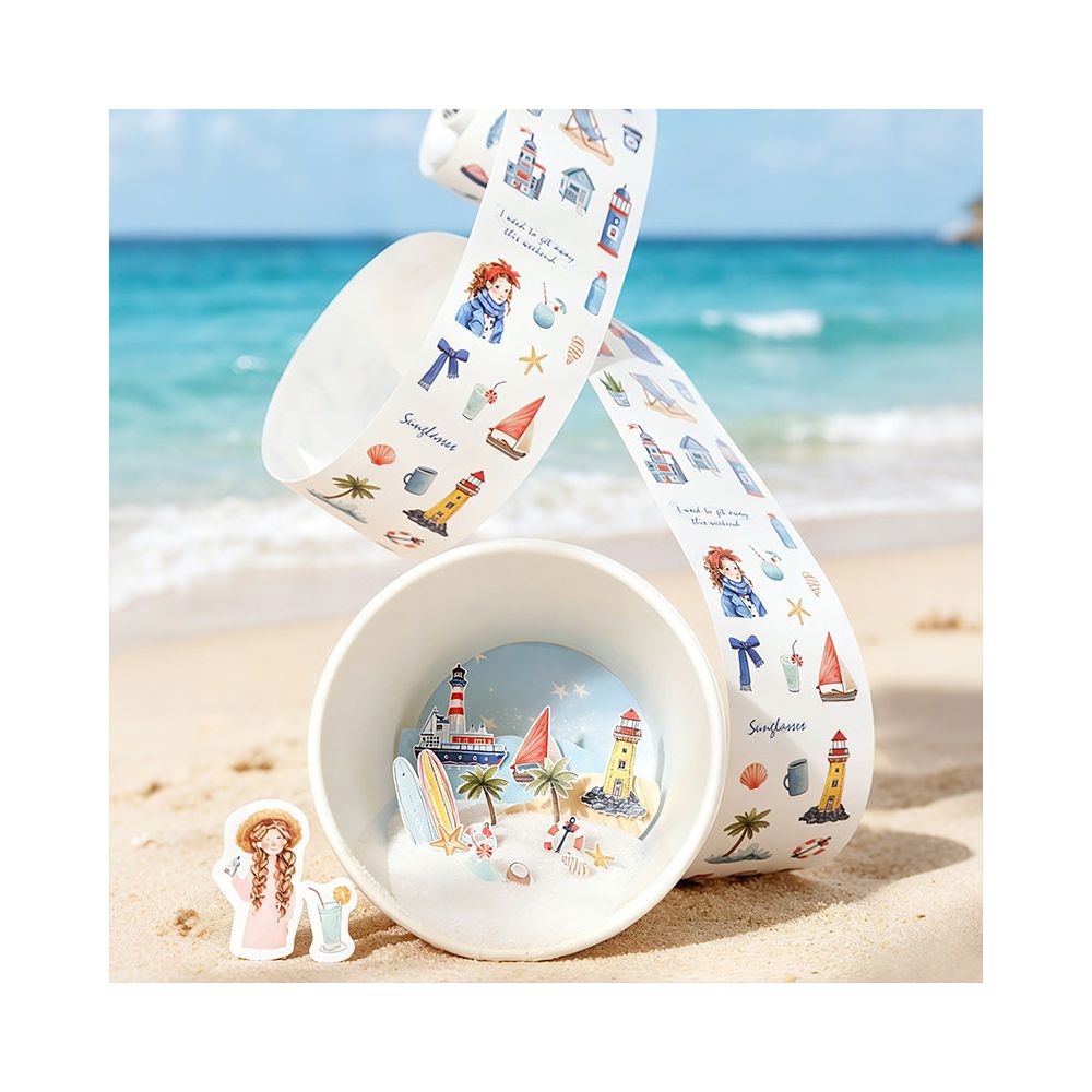 Travelogue Die cut Waste Tape Journal Stickers Town Food Picnic Camping Journal Scene Decoration DIY image 1