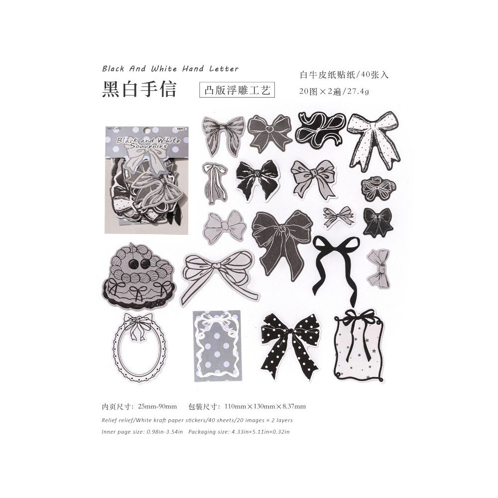 Bow Paradise Series Paper Stickers 40 psc 4 designs