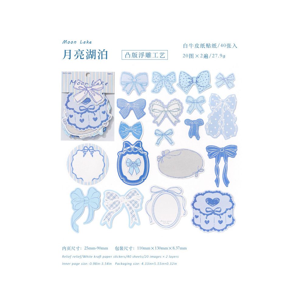Bow Paradise Series Paper Stickers 40 psc 4 designs
