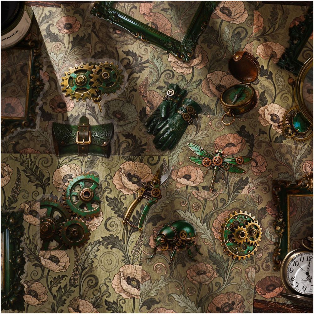 Vintage Mechanical Steam Age Series PET Stickers 25 psc 6 Styles image 2