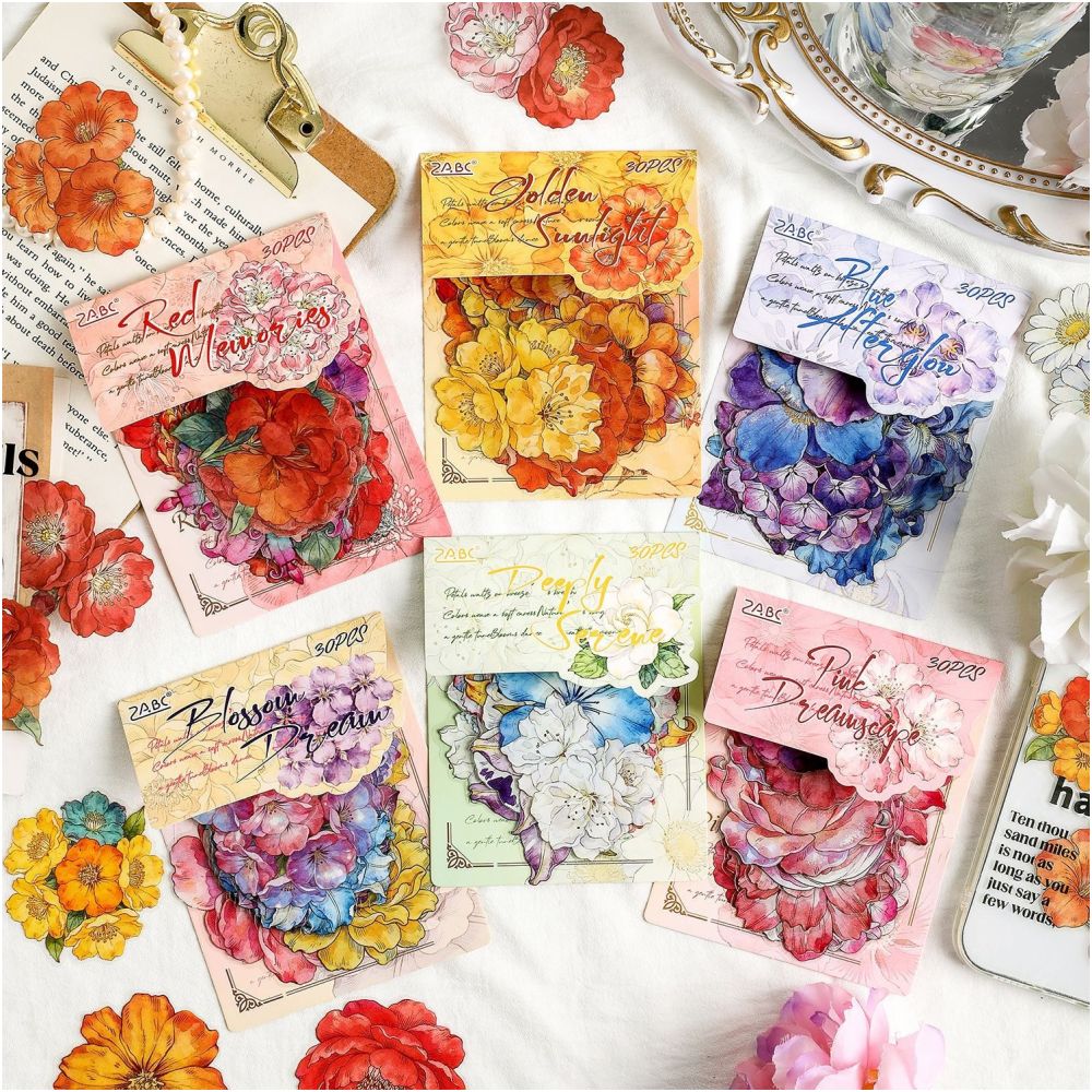 Floral Waltz Series PET Stickers 30 Psc 6 variants image 0
