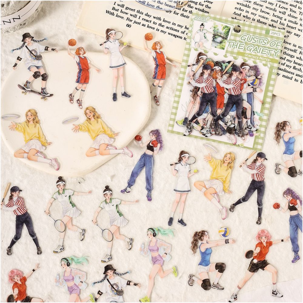 Vintage Time Character Series PET Stickers 20 psc 6 variants image 1