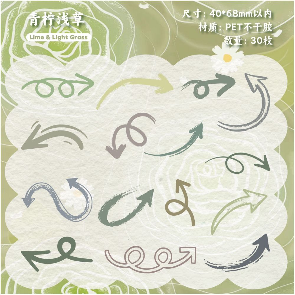 Arrow Series PET Stickers 30 psc 6 variants