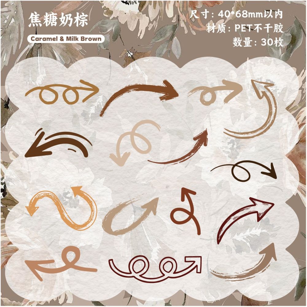 Arrow Series PET Stickers 30 psc 6 variants
