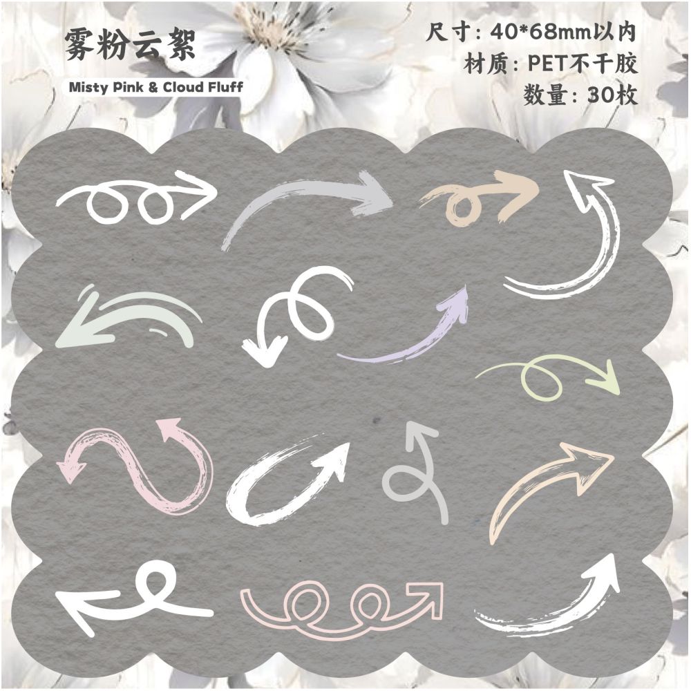 Arrow Series PET Stickers 30 psc 6 variants
