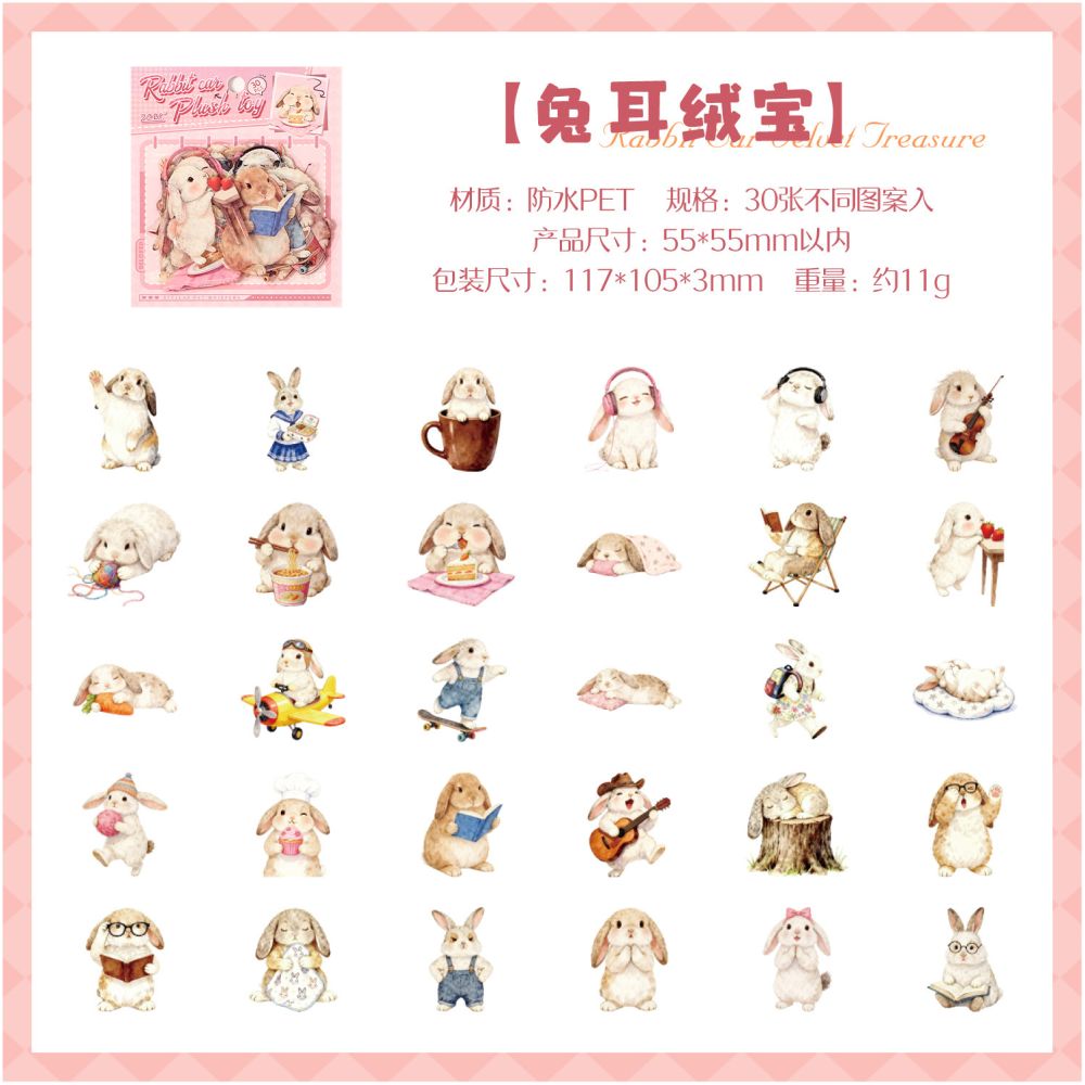 Starlight Pet Animal PET Stickers 30 psc 6 designs