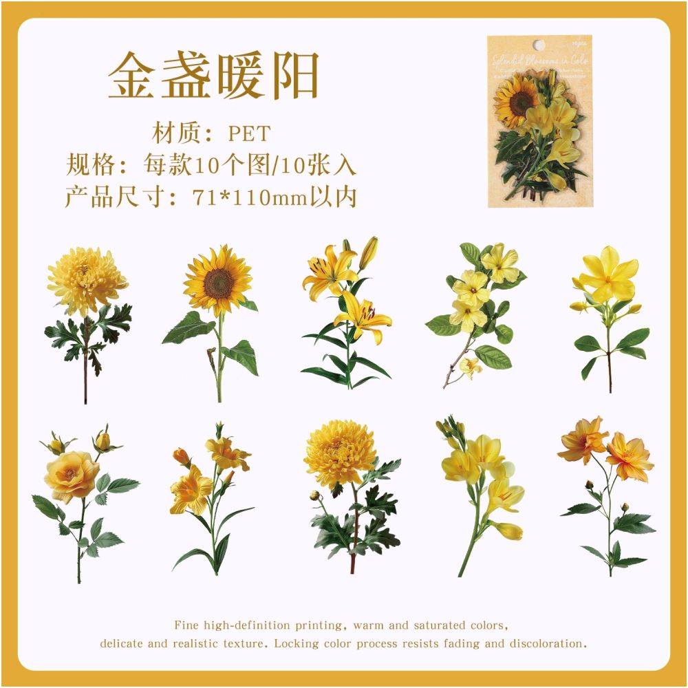 Floral Forest Series PET Stickers 10 Psc 6 variants