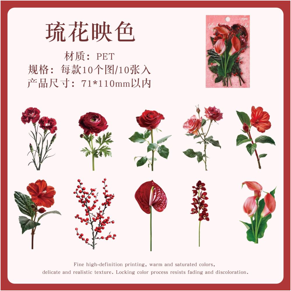 Floral Forest Series PET Stickers 10 Psc 6 variants