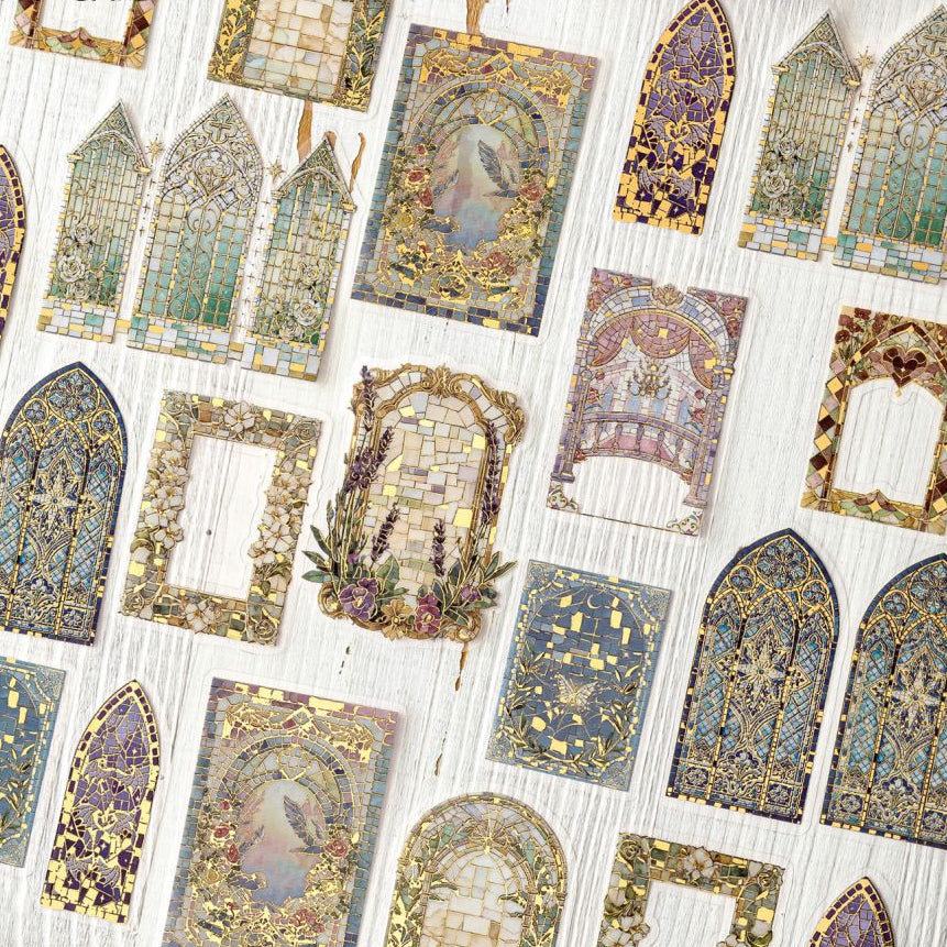 Vintage Coloured Brick Collection PET Stickers 20 Psc 4 Designs image 2