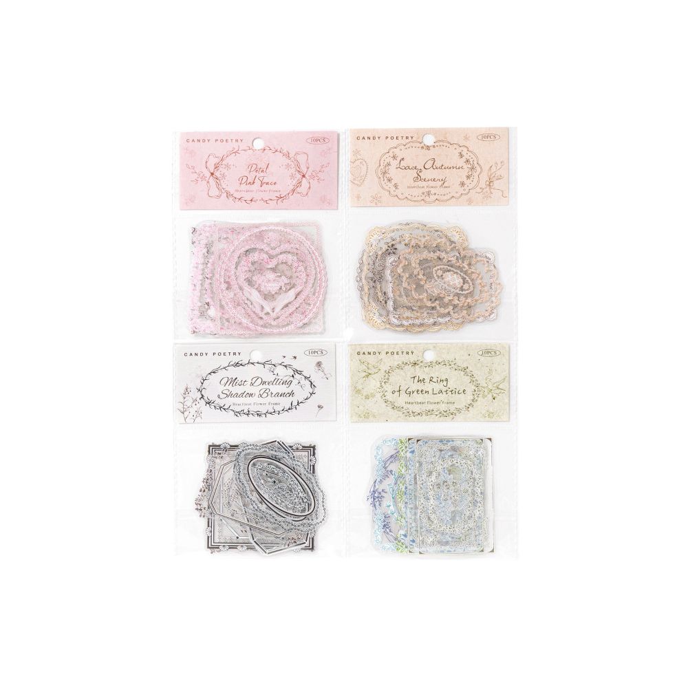 Vintage Flower Frame Series PET Stickers 10 psc 4 variants image 4