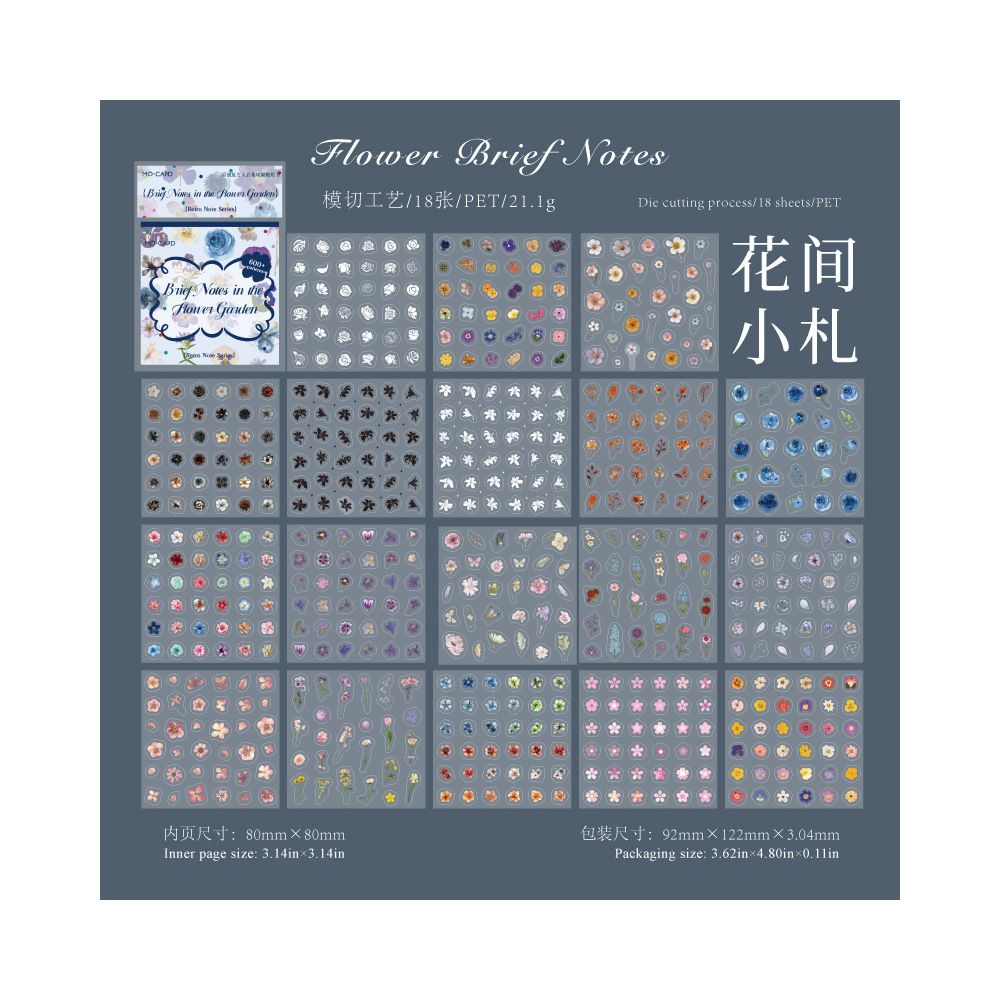 Vintage Collection PET Stickers 18 psc 4 variants