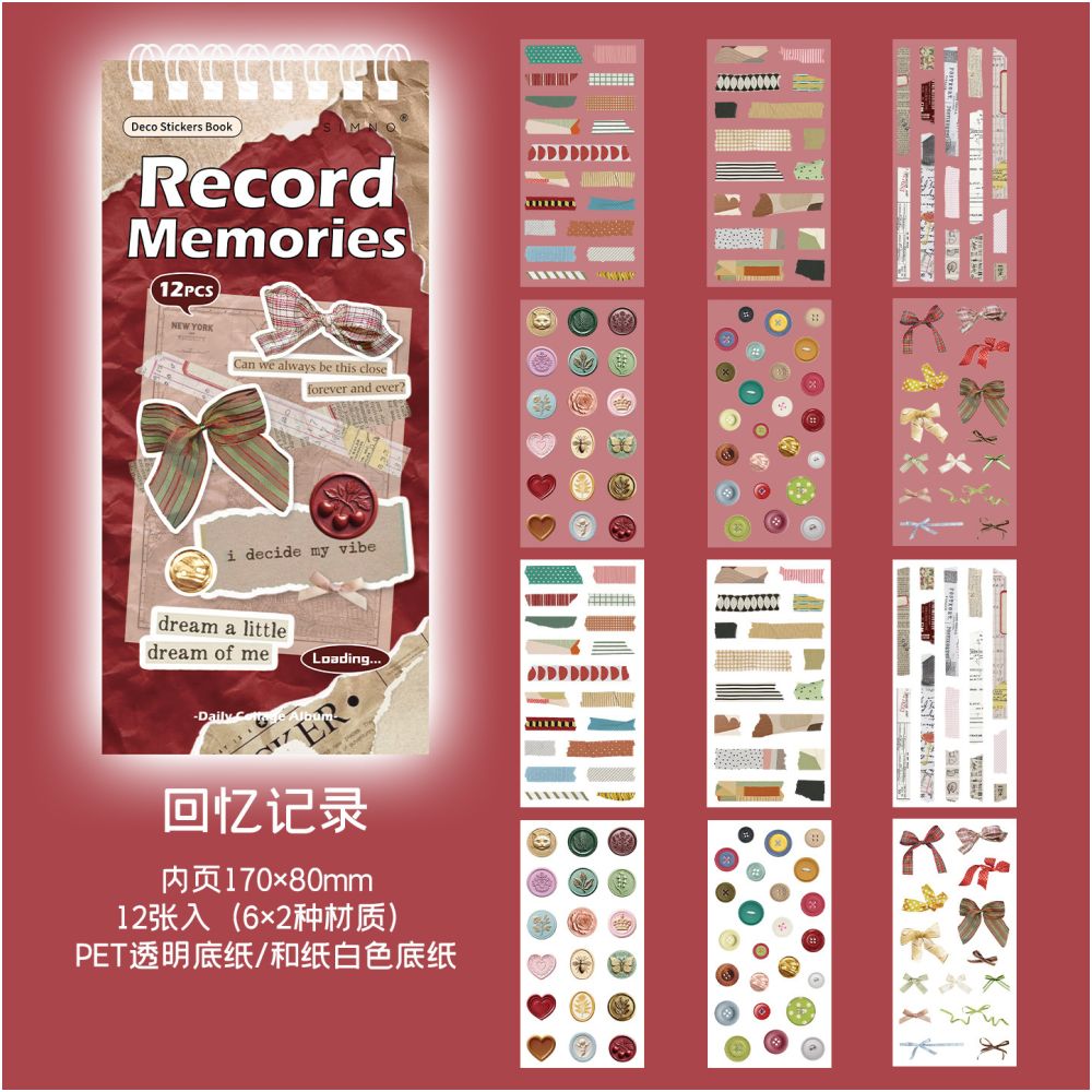 Collage Series Paper Stickers Book 12 Sheets 4 Designs