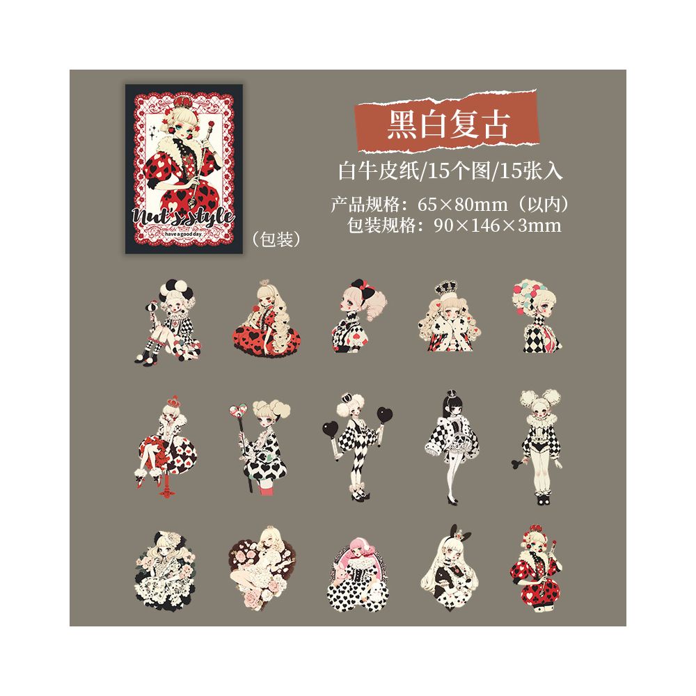 Vintage Character Paper Stickers 15 Sheets 4 Designs