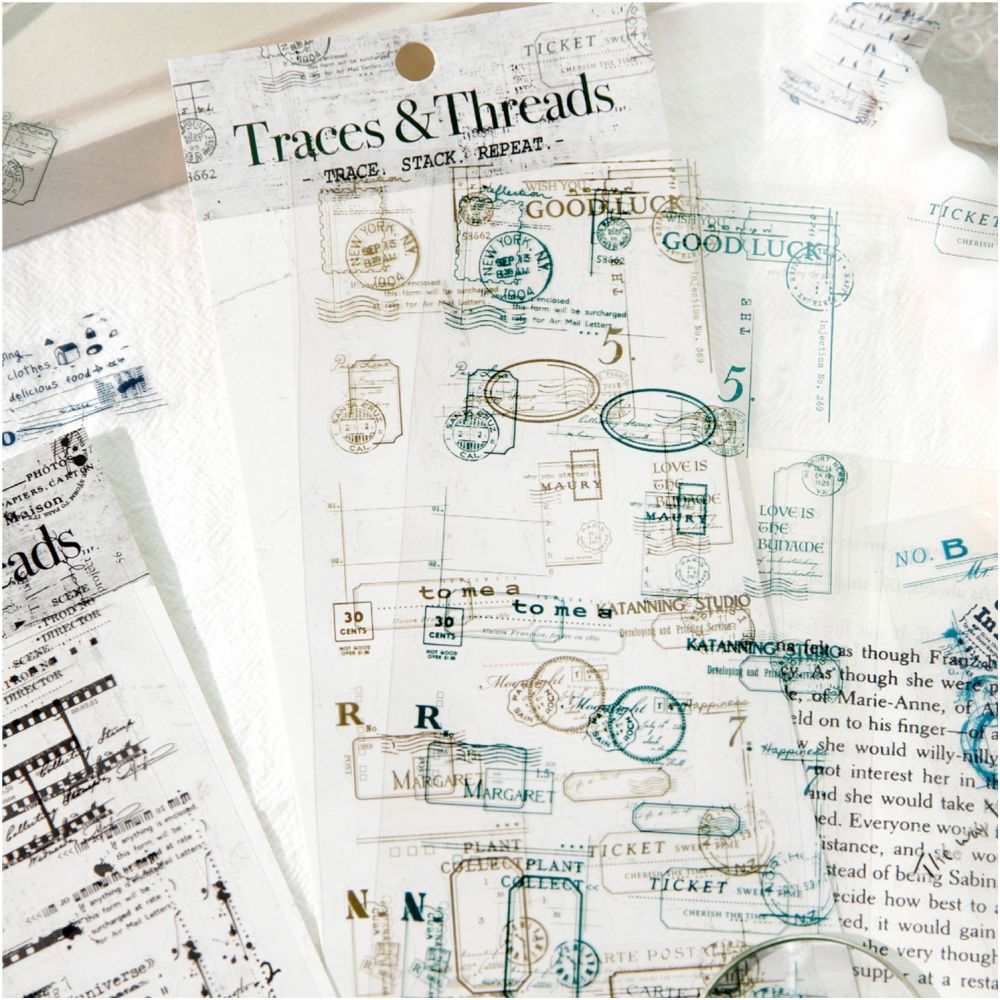 Hand Drawn Journal Decoration PET Stickers 2 sheets 6 designs image 1