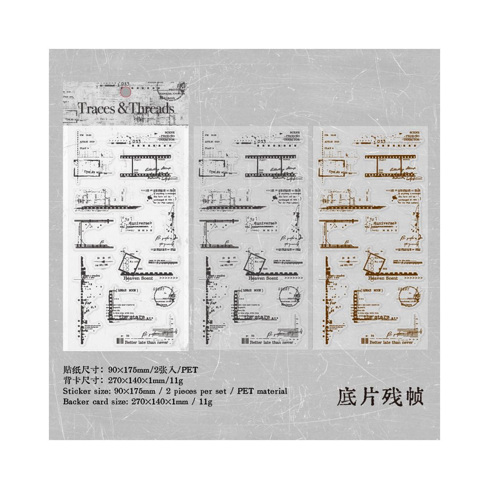 Hand Drawn Journal Decoration PET Stickers 2 sheets 6 designs