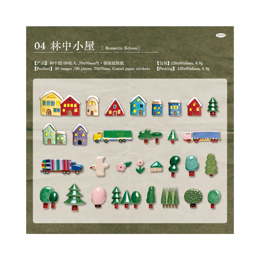 Ceramic Series Paper Stickers 30 Sheets 6 Designs