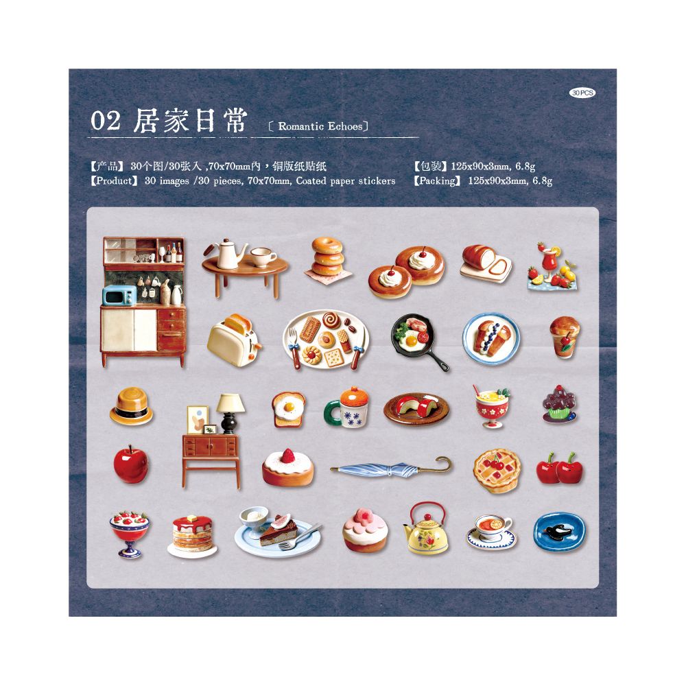 Ceramic Series Paper Stickers 30 Sheets 6 Designs