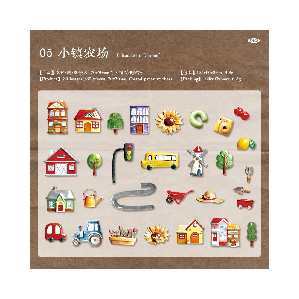 Ceramic Series Paper Stickers 30 Sheets 6 Designs