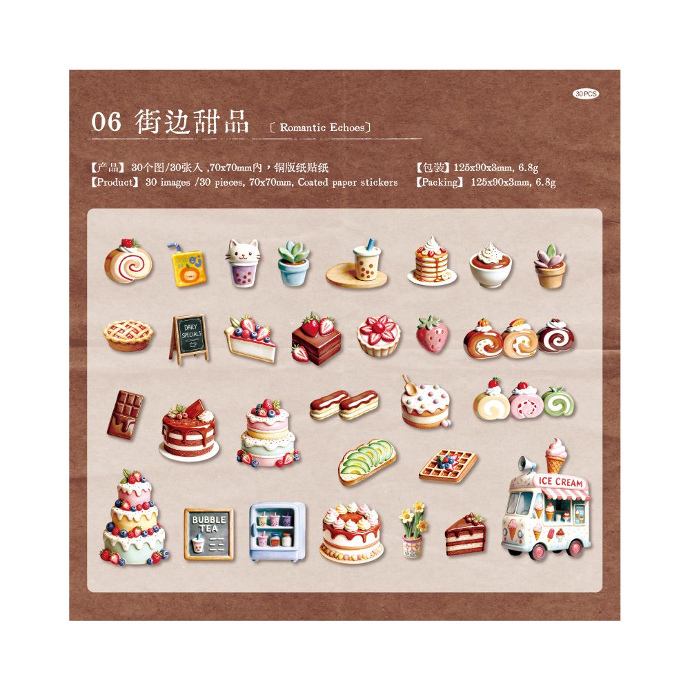 Ceramic Series Paper Stickers 30 Sheets 6 Designs