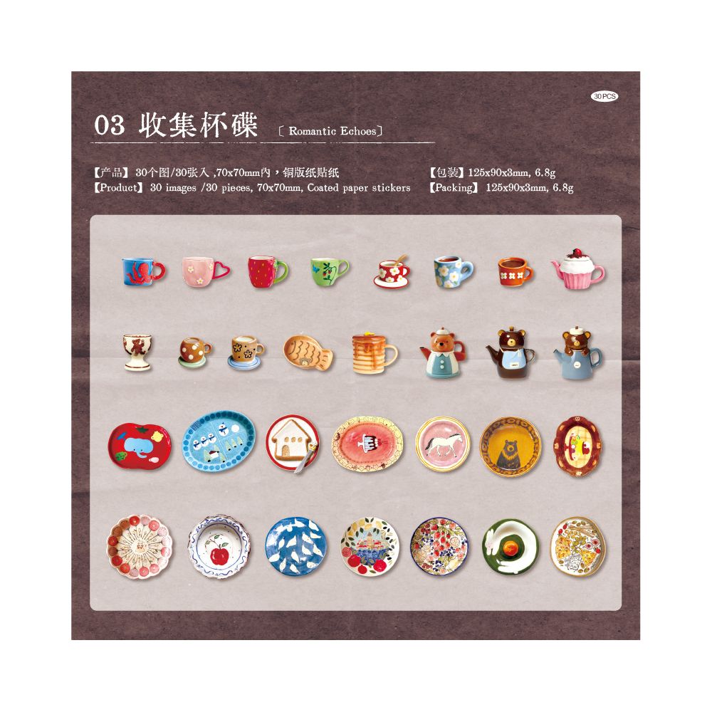 Ceramic Series Paper Stickers 30 Sheets 6 Designs