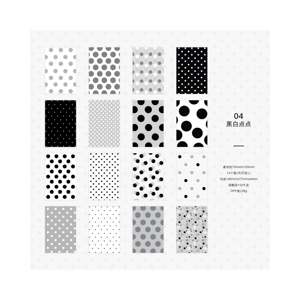 Dot Series Salt themed Material Paper 32 Sheets 4 Designs