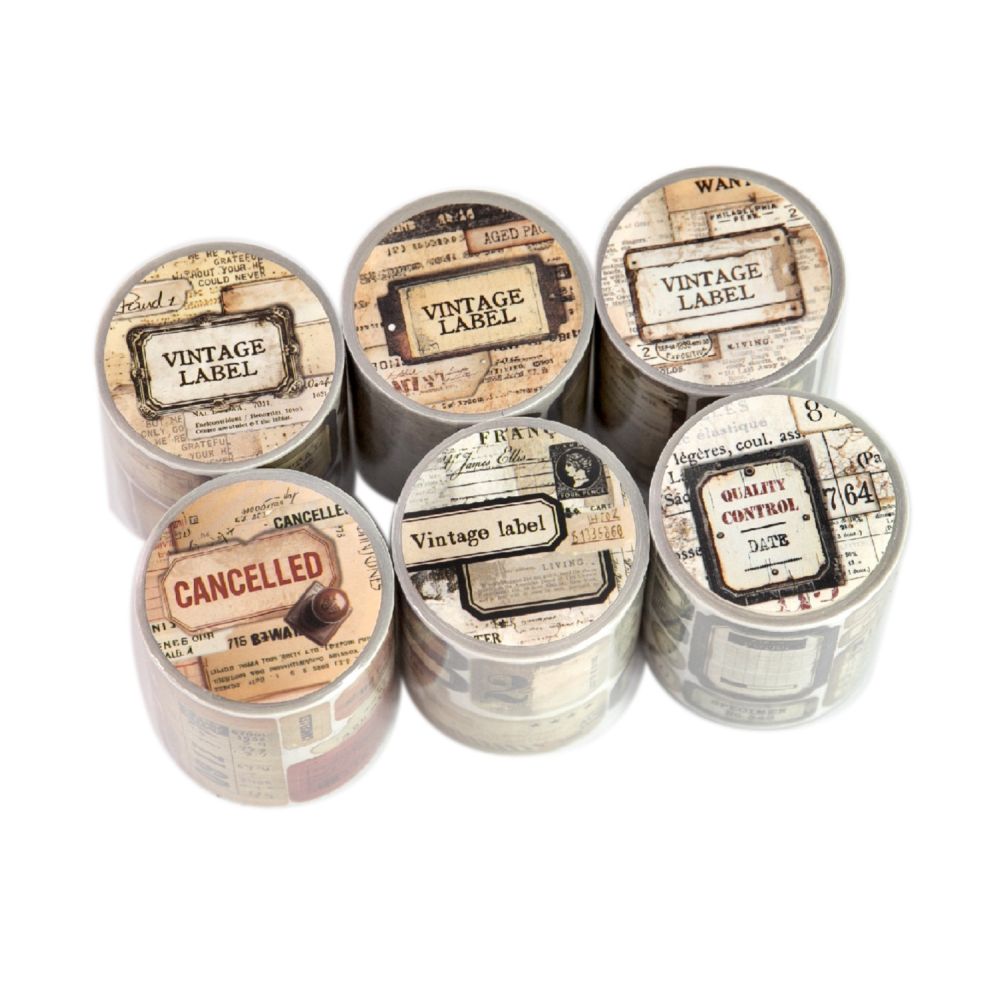 Vintage Labels Series Washi tape 6 Designs 5cm x 2m image 4