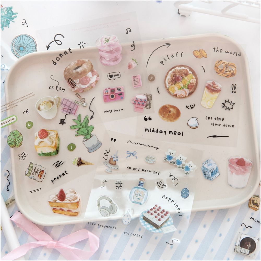 Sampling Series Fresh and Cute PET Sticker Book 20 Sheets 4 Designs image 0