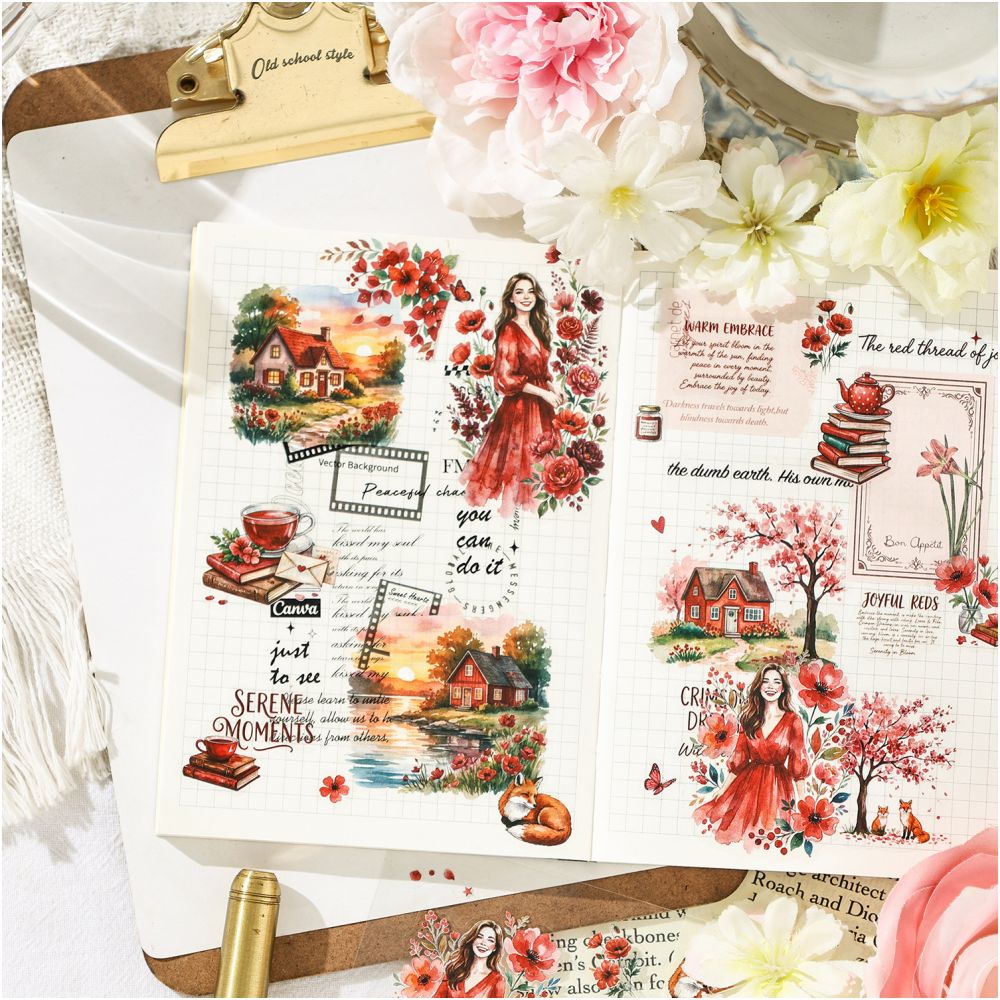 Floral Theme Landscape PET Stickers 4 sheets 6 designs image 1
