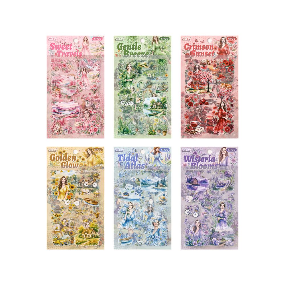 Floral Theme Landscape PET Stickers 4 sheets 6 designs image 4