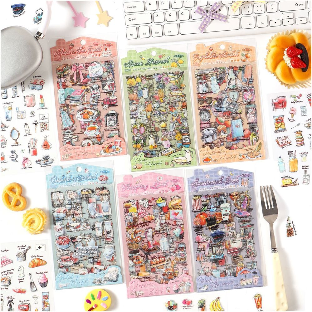 Whispers Series Watercolor Journaling PET Stickers 4 Sheets 6 Designs image 0
